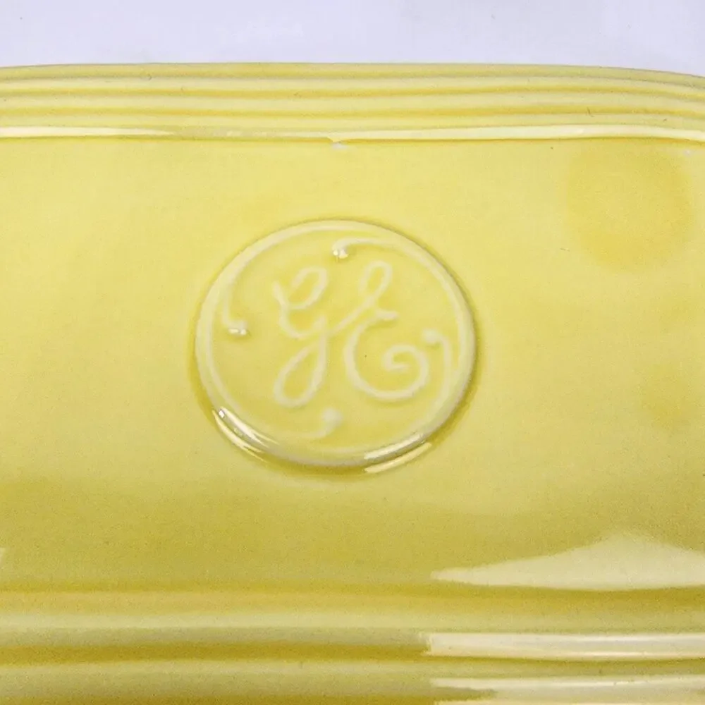 General Electric Refrigerator Covered Dish by Hall China Ohio Gray & Yellow